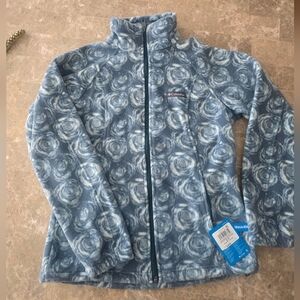 Columbia Zip Up Fleece Blue Roses Sz Small NWT